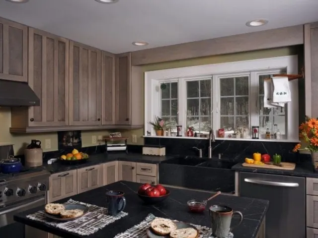 Historic renovation: kitchen with soapstone counters
