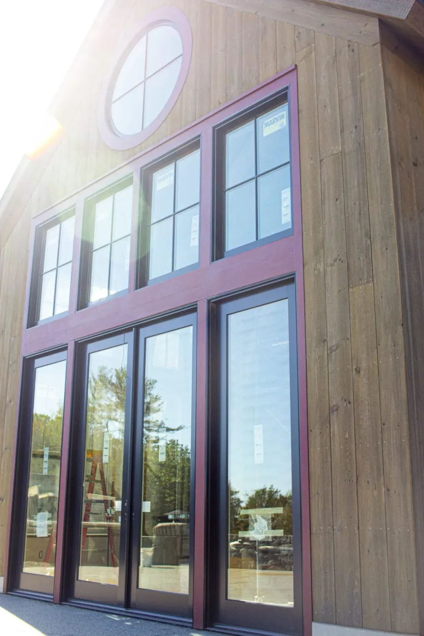 Luxury home: great room exterior mid-construction