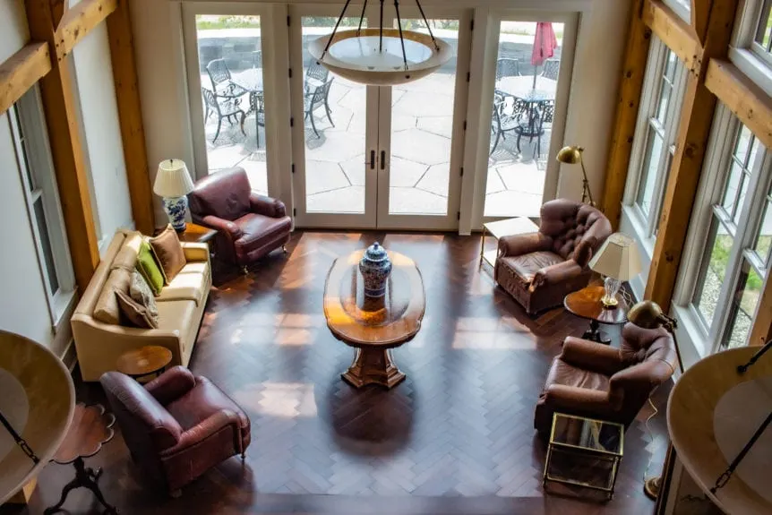 Luxury home: great room extension with patio