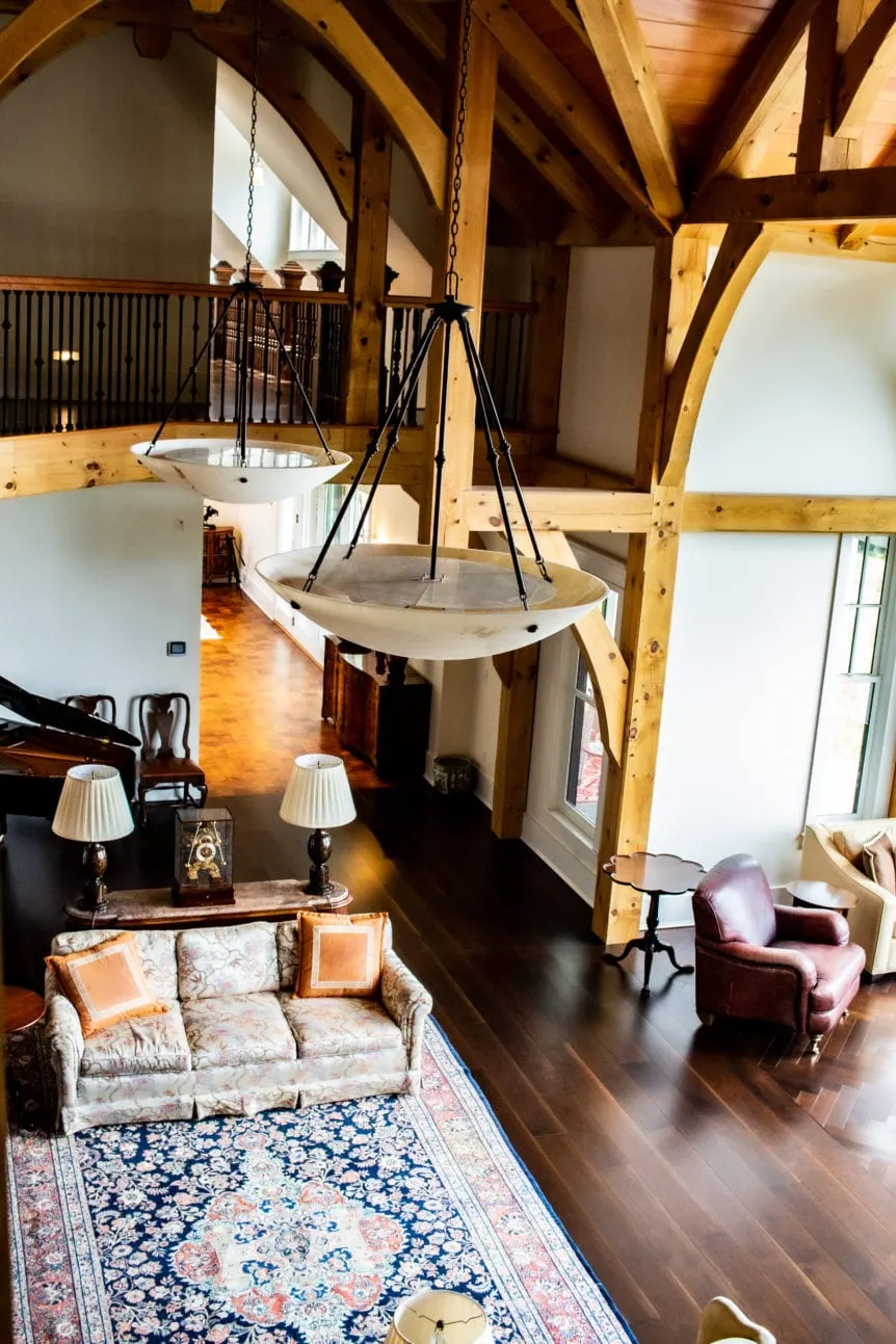 Luxury home: great room at its original width, before expansion