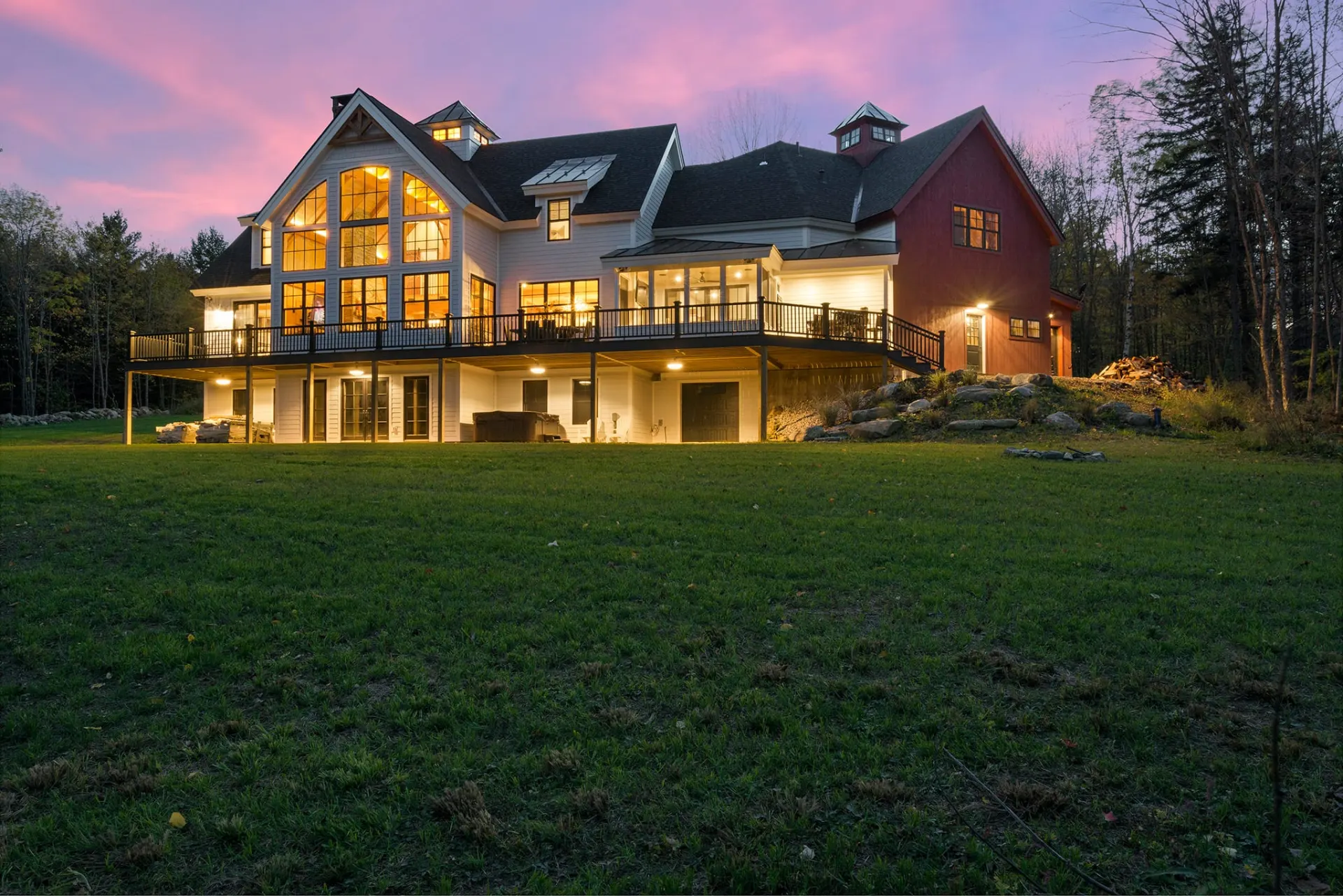 Crown Point Contracting custom home at dusk